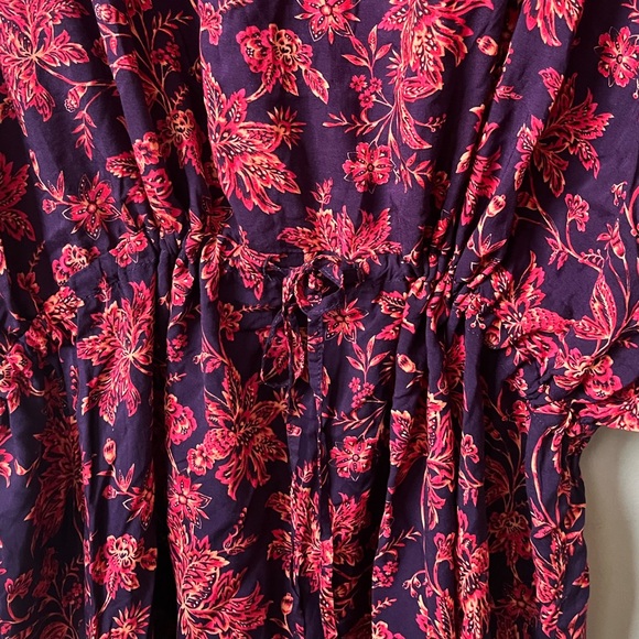 Lands End Short Sleeve Cover Up Mini Dress Floral Adjustable Tie Waist NWOT - Picture 3 of 10